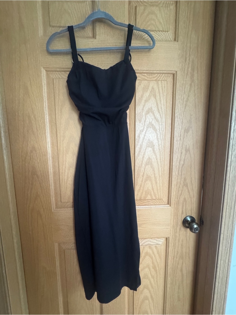NWT Halara Sweetheart Lace Up Backless Midi Maxi Dress Black Athletic Casual